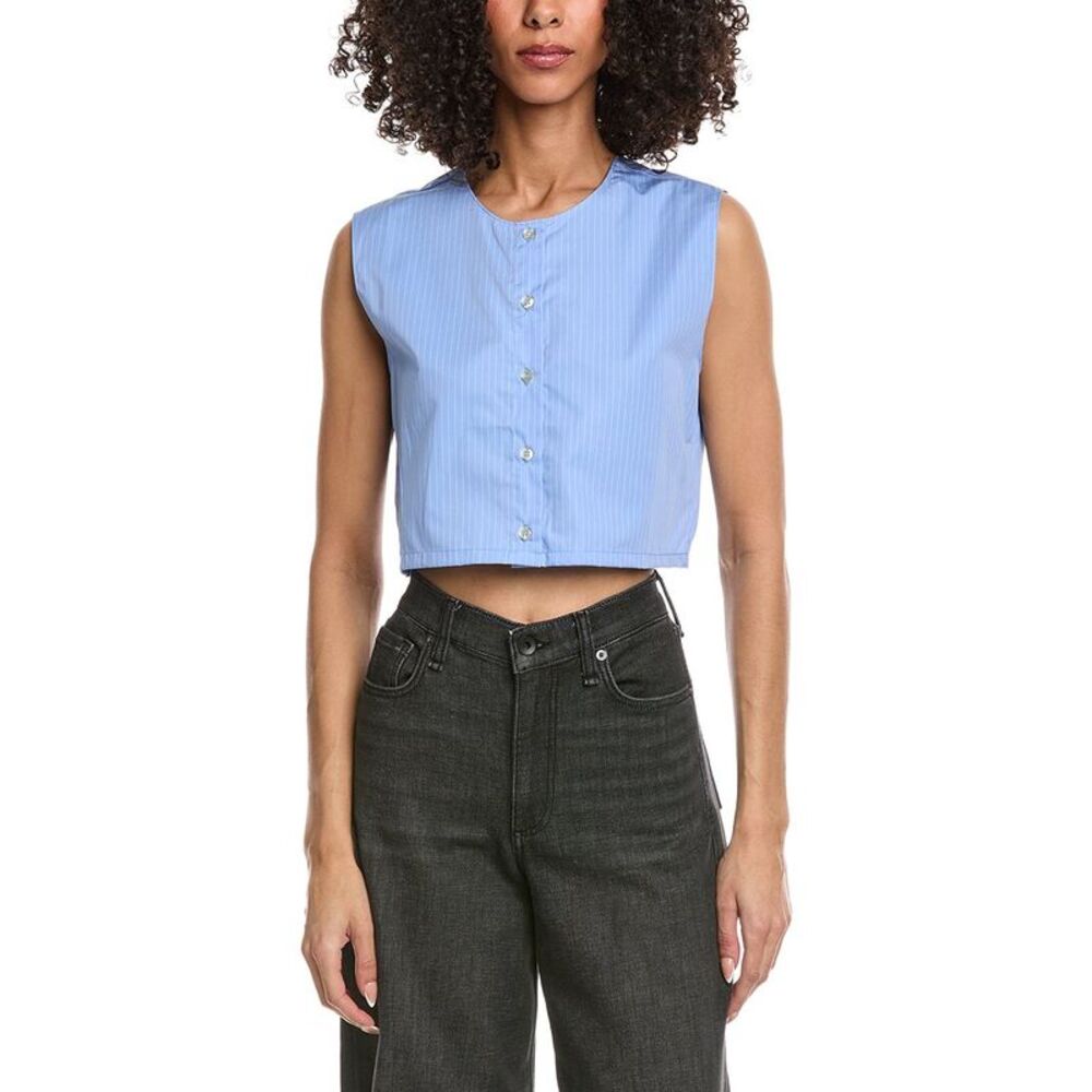 Leset Womens Yoshi Crewneck Vest, Blue